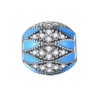gw series 925 sterling silver blue flower charm bracelet beads fit snake chain for women