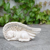 2110 58 cm creative cartoon dog set resin pet memorial tombstone angel wing dog garden sculpture crafts pc651