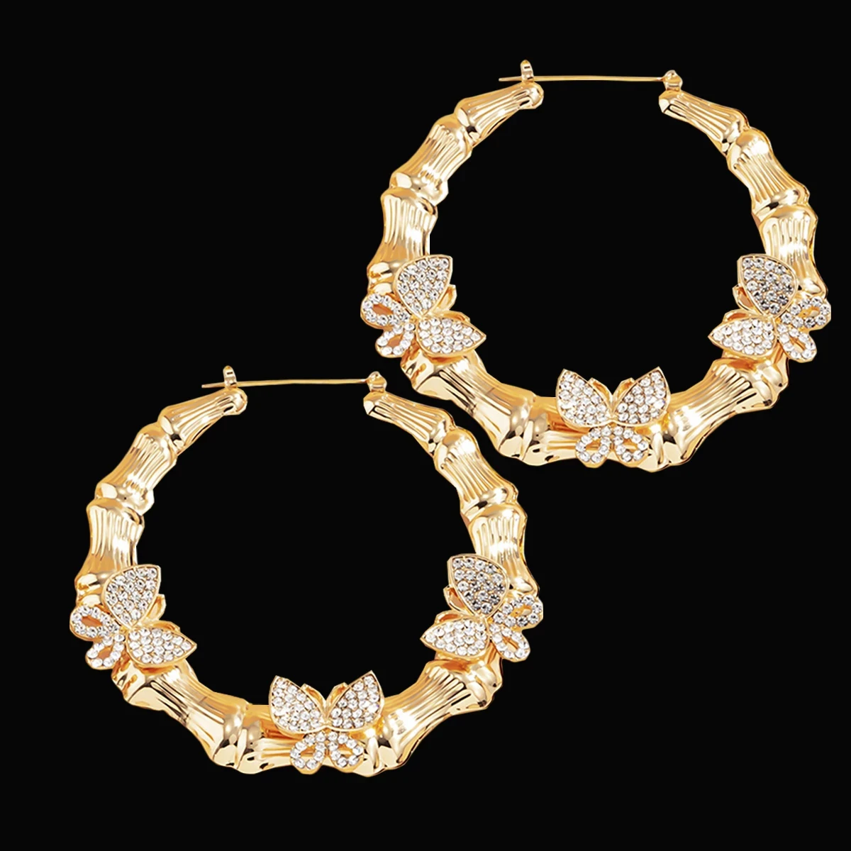 KunJoe женские модные роскошные серьги-обручи с кристаллами в форме бабочки большие