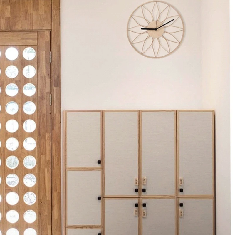 Простые настенные часы с цветами деревянные круглые бесшумные для гостиной