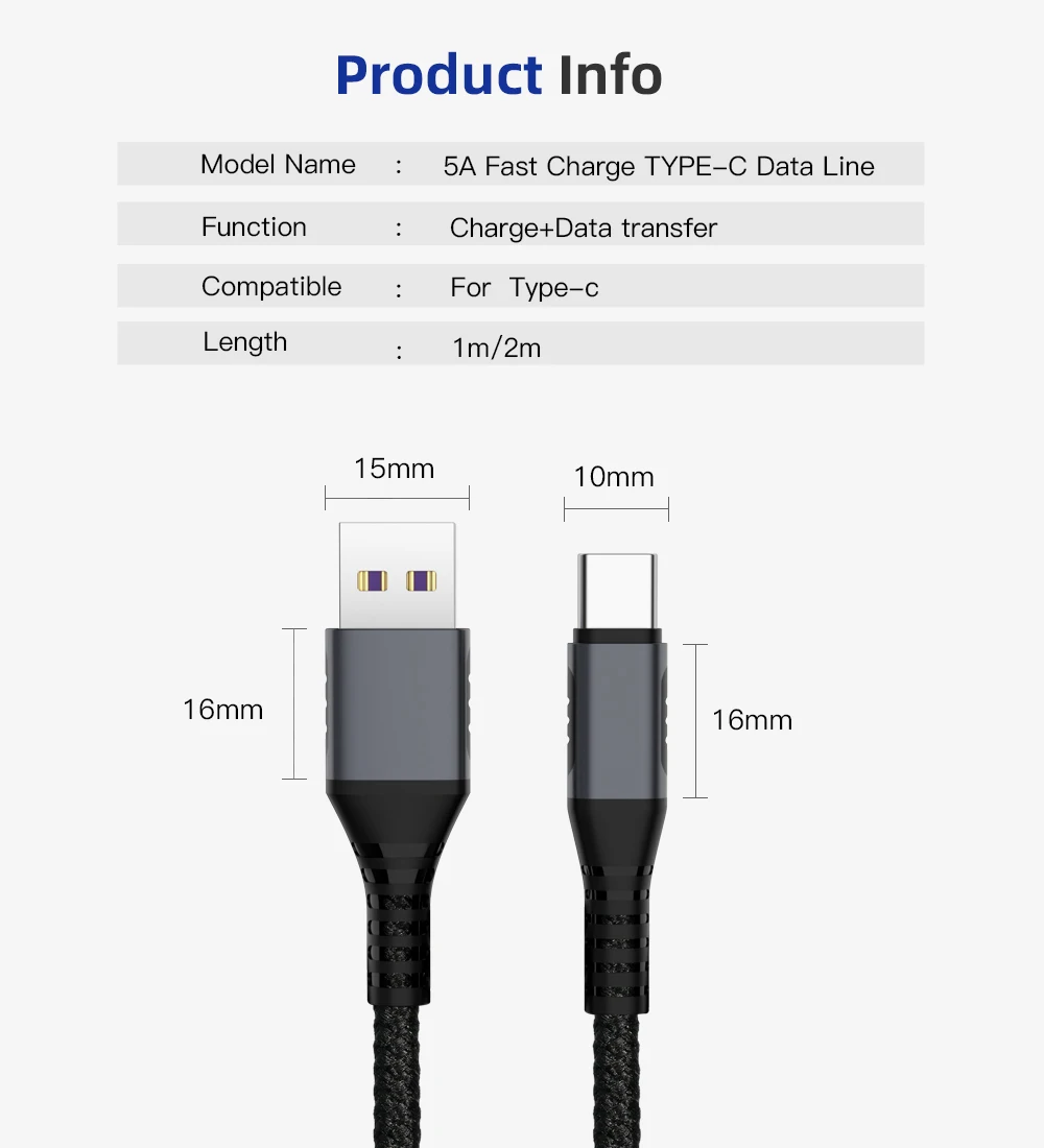 5A usb type-C кабель для huawei mate 20 Pro P30 P20 Pro Lite мобильный телефон USB C Быстрая зарядка зарядное устройство Шнур USB-C type-C кабель