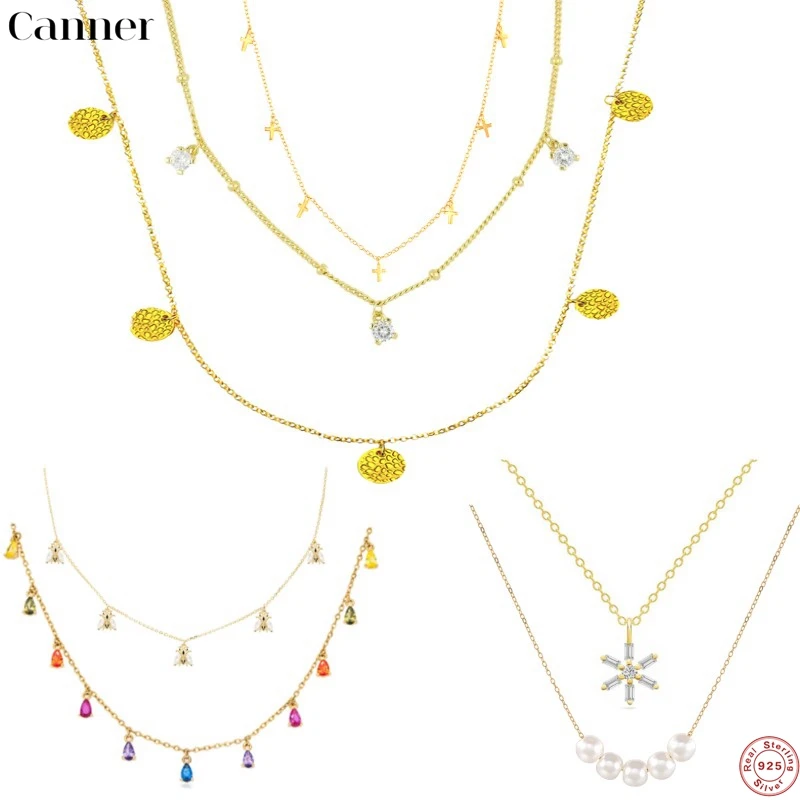 

Canner Minimalist 100% S925 Sterling Silver Collarbone Necklaces AAAAA Zircon Choker Necklaces For Women Fine Jewelry collares