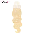 Кружевная застежка Vallbest 4x4, 613 светлые волнистые волосы без повреждений, искусственные волосы, предварительно выщипанные с детскими волосами