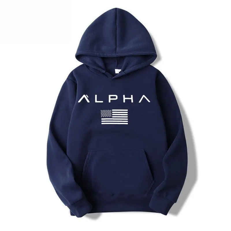 Осень новое поступление высокая Alpha Industries спортивная одежда с принтами Мужская толстовка хип-хоп мужской пуловер с капюшоном одежда с капюшоном