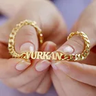 Женские и мужские браслеты с именем на заказ, персонализированные браслеты из нержавеющей стали золотого цвета, 3 мм, кубинская цепь, классические ювелирные изделия с табличкой