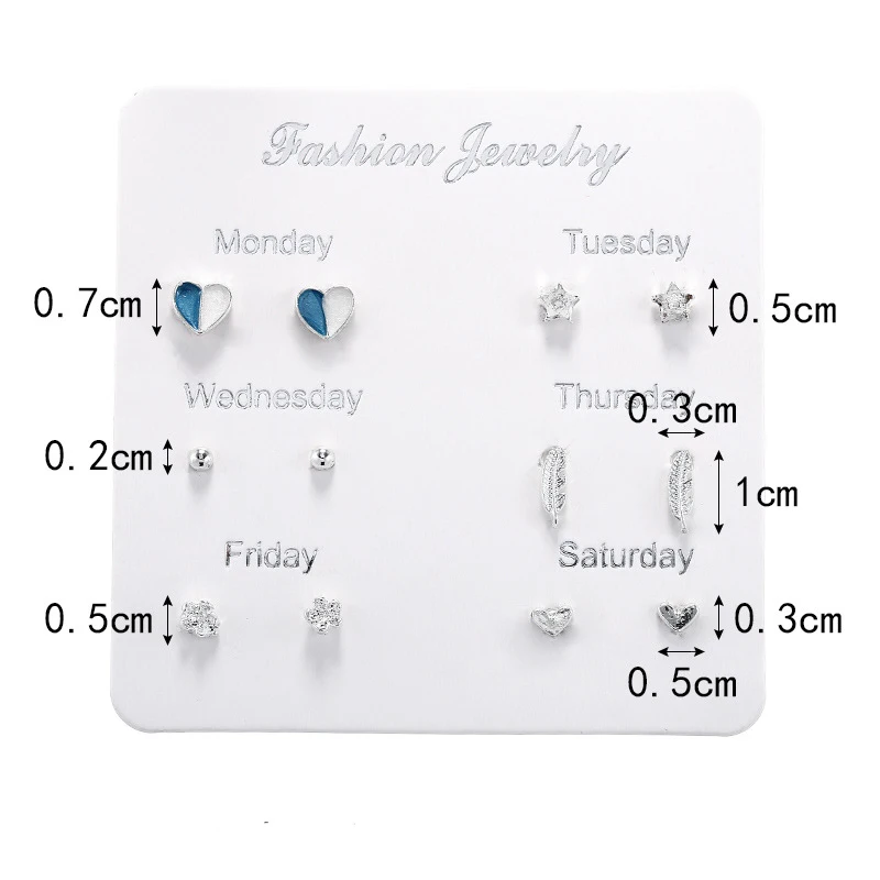 

6Pair/4Pair Set Random Design Fashion Women Lady Round Star Crystal Heart Rhinestone Crystal Flower Ear Stud Earring Jewelry