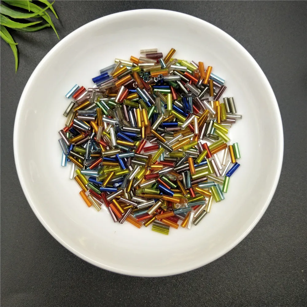 200pcs 2x6mm Long Tube Silver Bugle Beads Spiral Multi-color Czech Glass Seed Spacer For Diy Jewelry Making Accessories | Украшения и