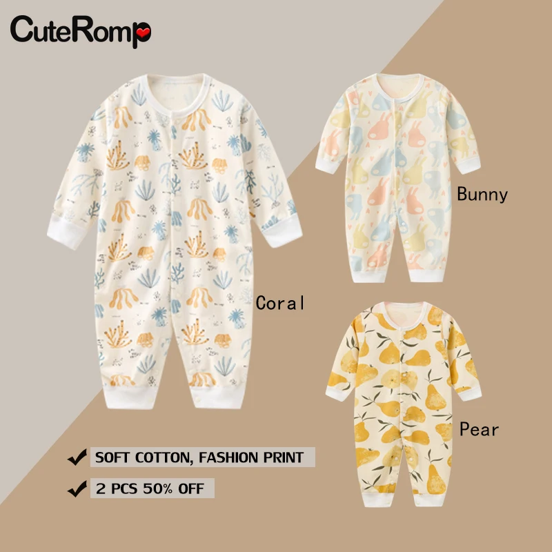 

Детские комбинезоны с длинным рукавом, 100% хлопок, Одежда для новорожденных девочек с принтом, Цельный Наряд Для маленьких мальчиков, детски...