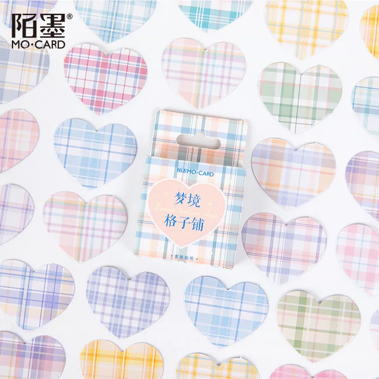 

NEW 10 Sets Decor Grid Hearts Adhesive Mo.Card Sealing Stickers Scrapbooking Diary Stick Label Journaling Cute Stationery