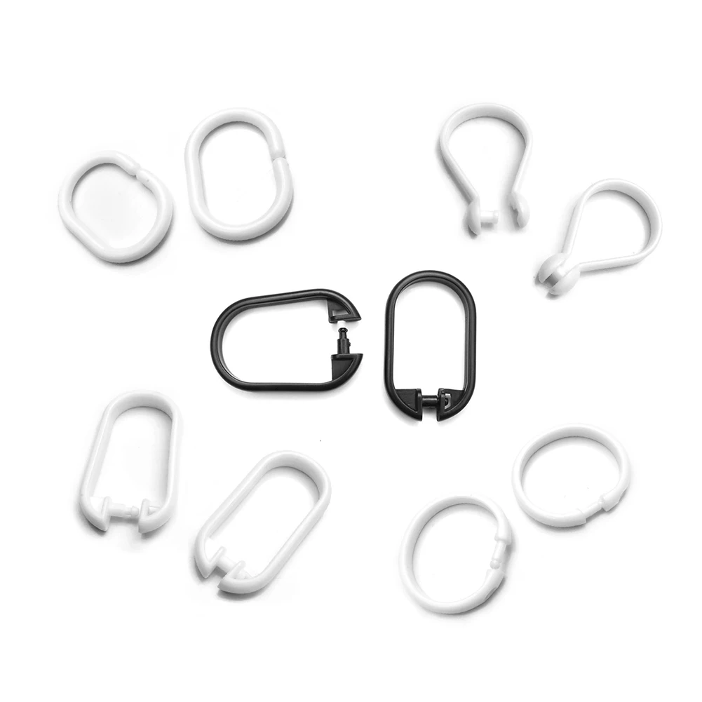 50pcs Curtain Ring Clip Glide Hanging Loop Hook Buckle Openable for Drapery Rod Bath Shower Window Blind Hanger Plastic 38mm | Дом и сад