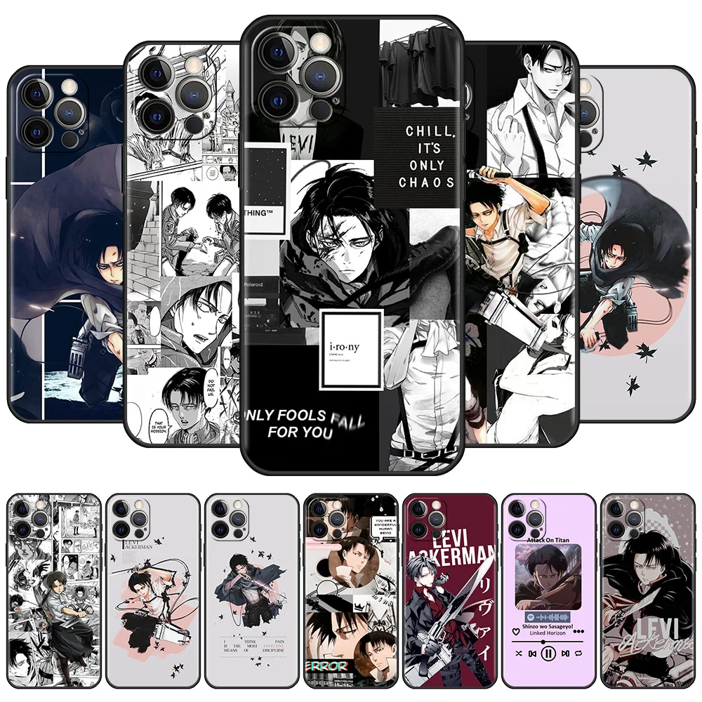 

Case For Apple iPhone 13 11 Pro Max 12 Mini XR 7 8 Plus SE 2020 X XS 6 6S 5 5S Black Soft Silicone Cover Anime Attack On Titan