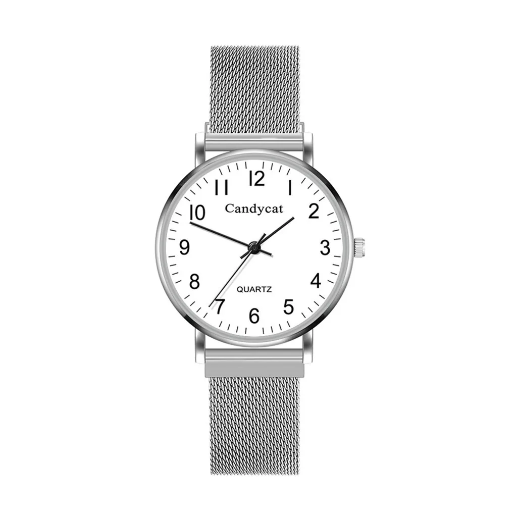 Женские наручные часы с магнитной пряжкой и ремешком сеткой кварцевые