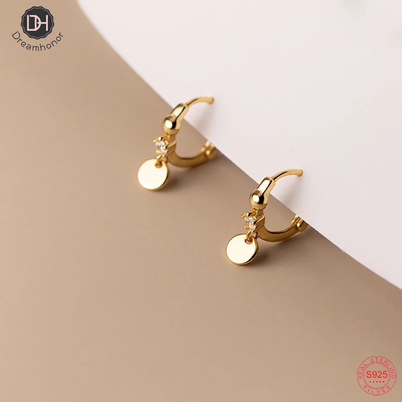 

Dreamhonor CZ Zircon Gold/Silver Color Statement Round Coin Clip Earrings For Women Wedding Jewelry Gifts SMT036
