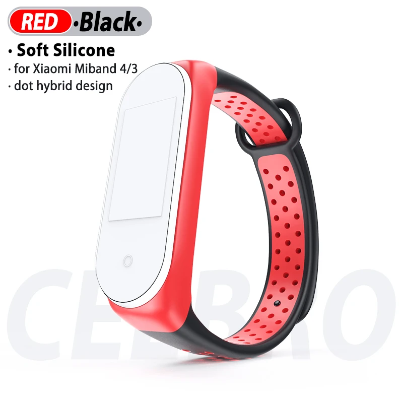 Red Black Ремешок на запястье для Xiaomi mi Band 4 браслет mi Band 4 3 ремешок умные аксессуары браслет Correa Pulseira My Band4 цветной - Цвет: Red Black