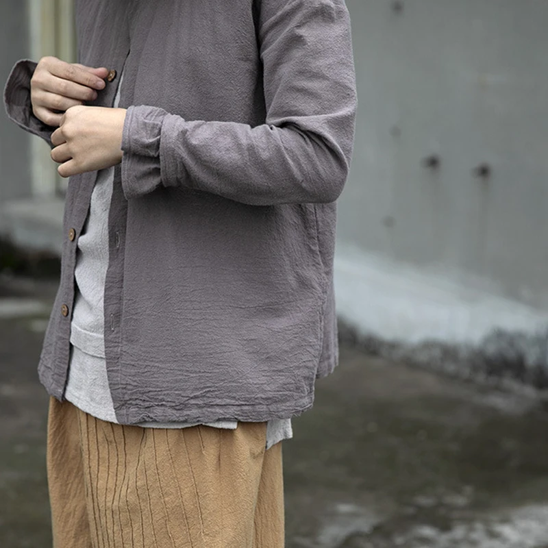 Новинка 2019 простая Однотонная рубашка с воротником-стойкой и манжетами на