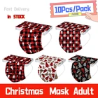 10 шт. одноразовые рождественские маски унисекс с принтом для взрослых трехслойная маска Рождественский Новогодний подарок маска на Хэллоуин