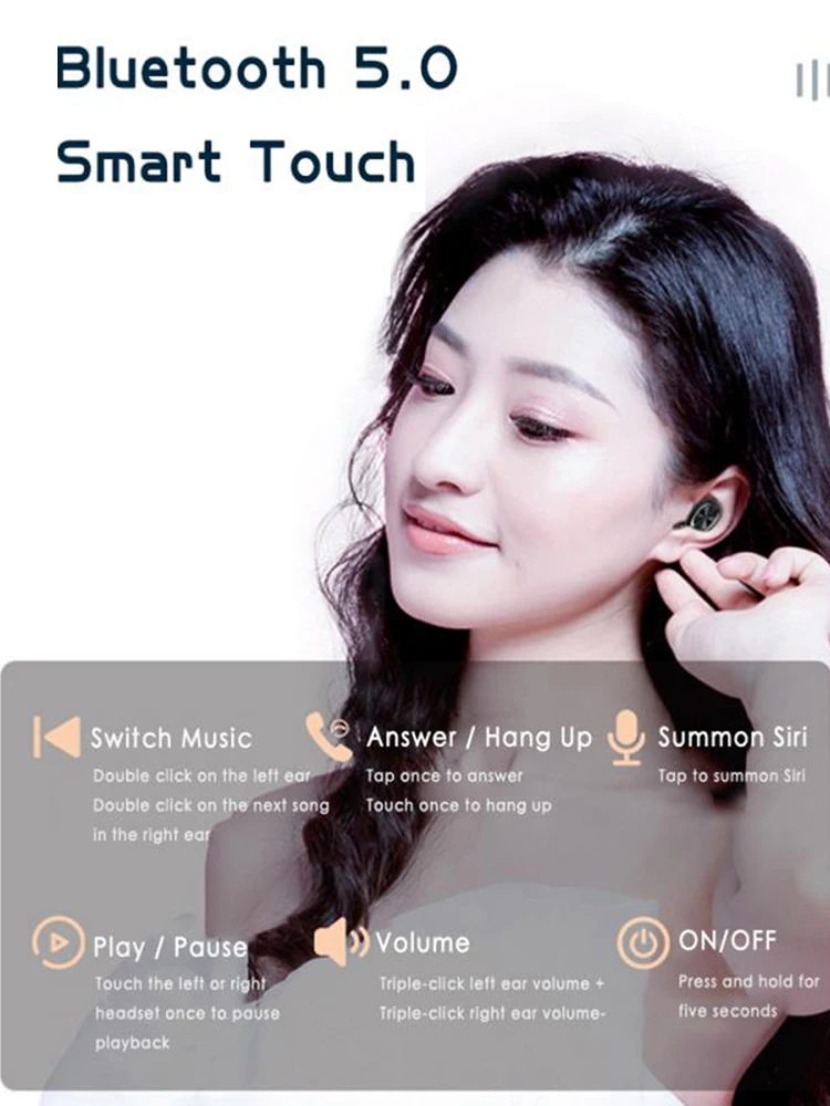 Беспроводные наушники с микрофоном TWS Bluetooth 5 0 спортивные водонепроницаемые мини