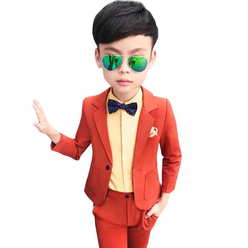 Строгие Детские свадебные костюмы для мальчиков Блейзер брюки Детский костюм