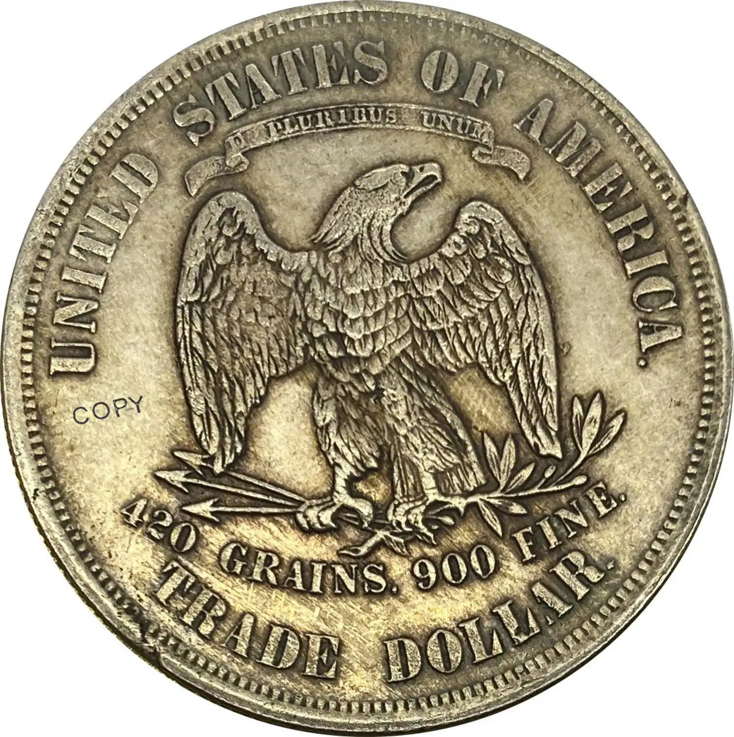 

United States America 1873 1 Trade One Dollar US In God We Trust 420 Grains 900 Fine Cupronickel Silver Plated Copy Coin