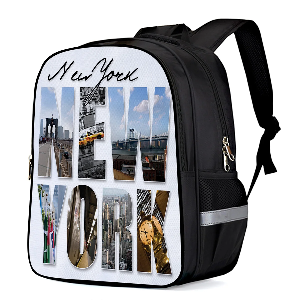 Нью-Йорк большой зажим пэчворк многоцелевой рюкзак для ноутбука сумка через