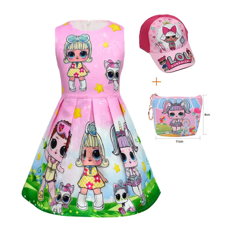 Забавное платье с рисунком куклы Сюрприз новое жаккардовое без рукавов для