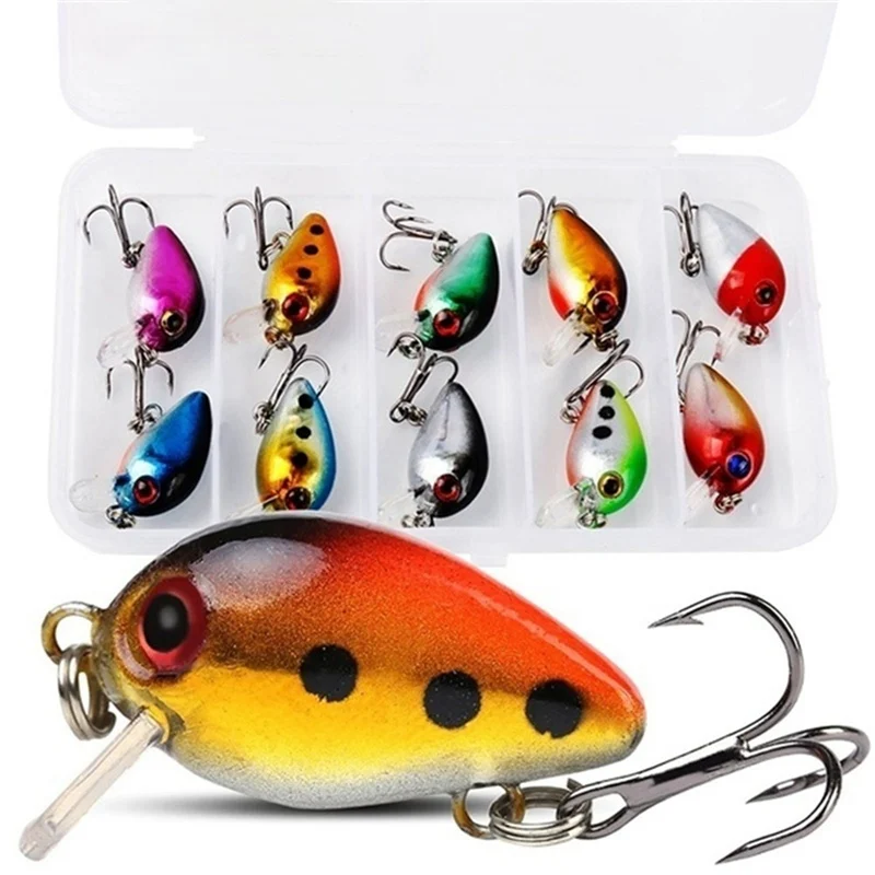 

10Pcs/set 26mm 1.6g Crazy wobbler Mini Topwater Crankbait Artificial Japan Hard Bait Pesca Floating Fishing Lures bass Pesca
