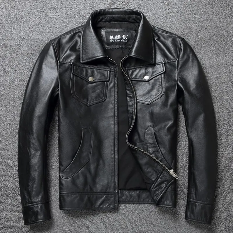 Бесплатная доставка. Выходная очень дешевая куртка из натуральной кожи. Крутое