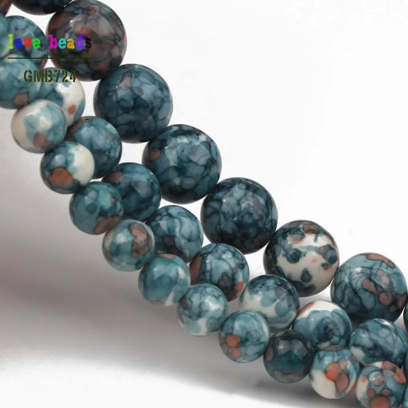 Круглые бусины темно синего оранжевого цветов для изготовления ювелирных