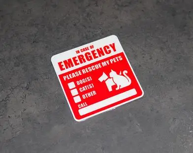 Стикер "В случае чрезвычайной ситуации, пожалуйста, спасите мою кошку".