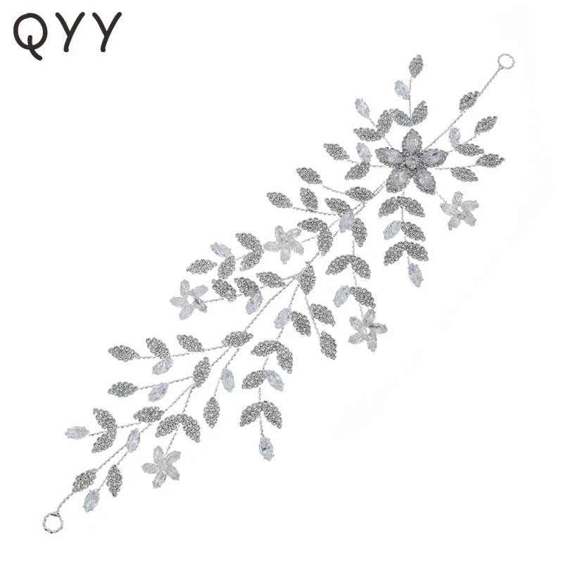 

QYY Fashion Rhinestone Headbands for Women Accessories Silver Color Headband Bridal Wedding Hair Jewelry Prom Headpiece Gifts