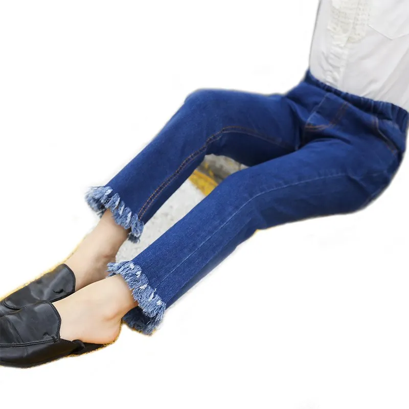 Брюки Детские однотонные с бахромой Мягкие штаны поясом на резинке верхняя