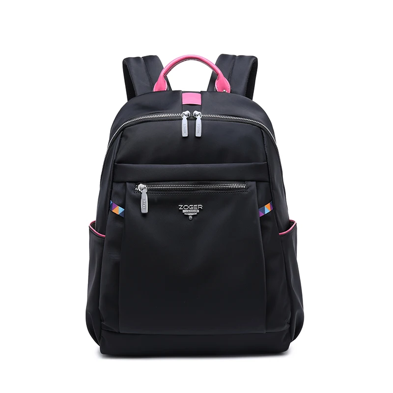 ZOGER travel shoulder high quality laptop bag Oxford canvas casual lady lightweight large capacity backpack for girls in their 2 - Цвет: black