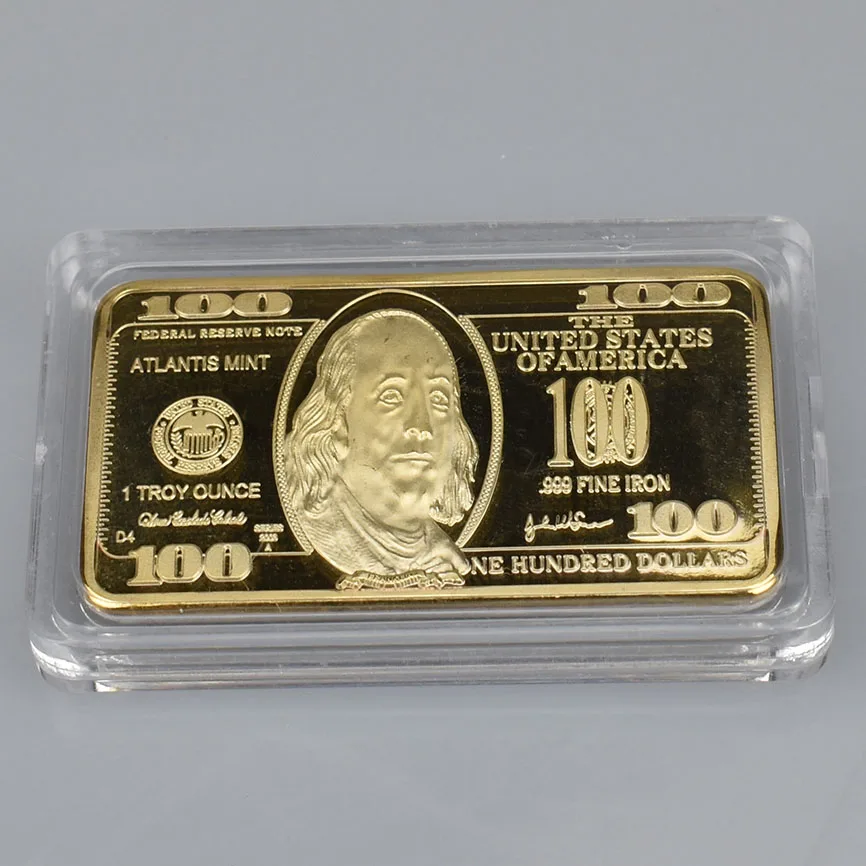 24K позолоченные памятная монета USD 100 доллар слиток Американский Металлические