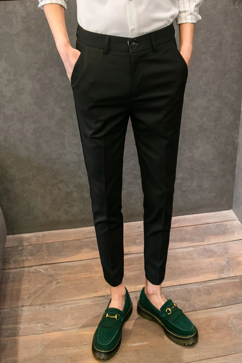 

2020 Spring And Autumn New England Style Men's Slim Letter Embroidery Trousers Fashion Casual Solid Color Pants Black/Khaki/Gray