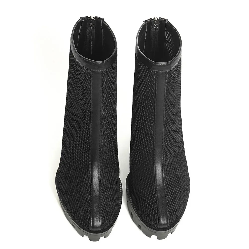 

DORATASIA Gladiator Mesh Comfy Cover Heel Sandals Zipper Solid Super High Heel Platform Women Sandals Fashion Party Sexy Shoes