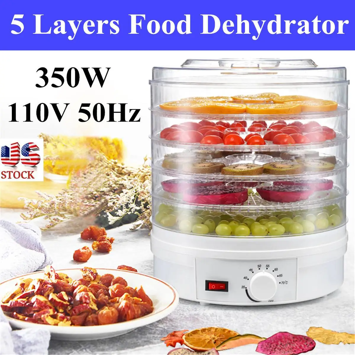 

350W Сухофрукты овощи травы мясо машина бытовой вакуумный упаковщик мини-Дегидратор для пищевых продуктов для домашних животных мясо обезво...