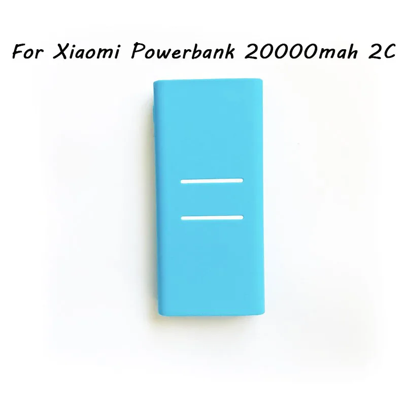Небесно-голубой Внешний Противоскользящий силиконовый чехол для Xiaomi power Bank 2 10000 mAh 20000 mAh 2C power Bank чехол резиновый защитный чехол - Цвет: Небесно-голубой
