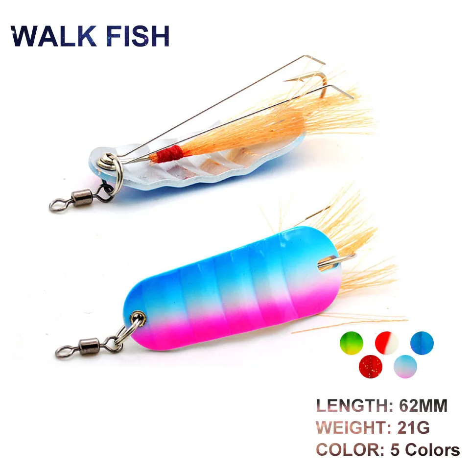 

1 Piece Of 6.2 CM/21 G Outdoor Fishing Accessories Metal Mini Spoon Fish-Shaped Bait Sinker With Feather Fishing Tackle Bait