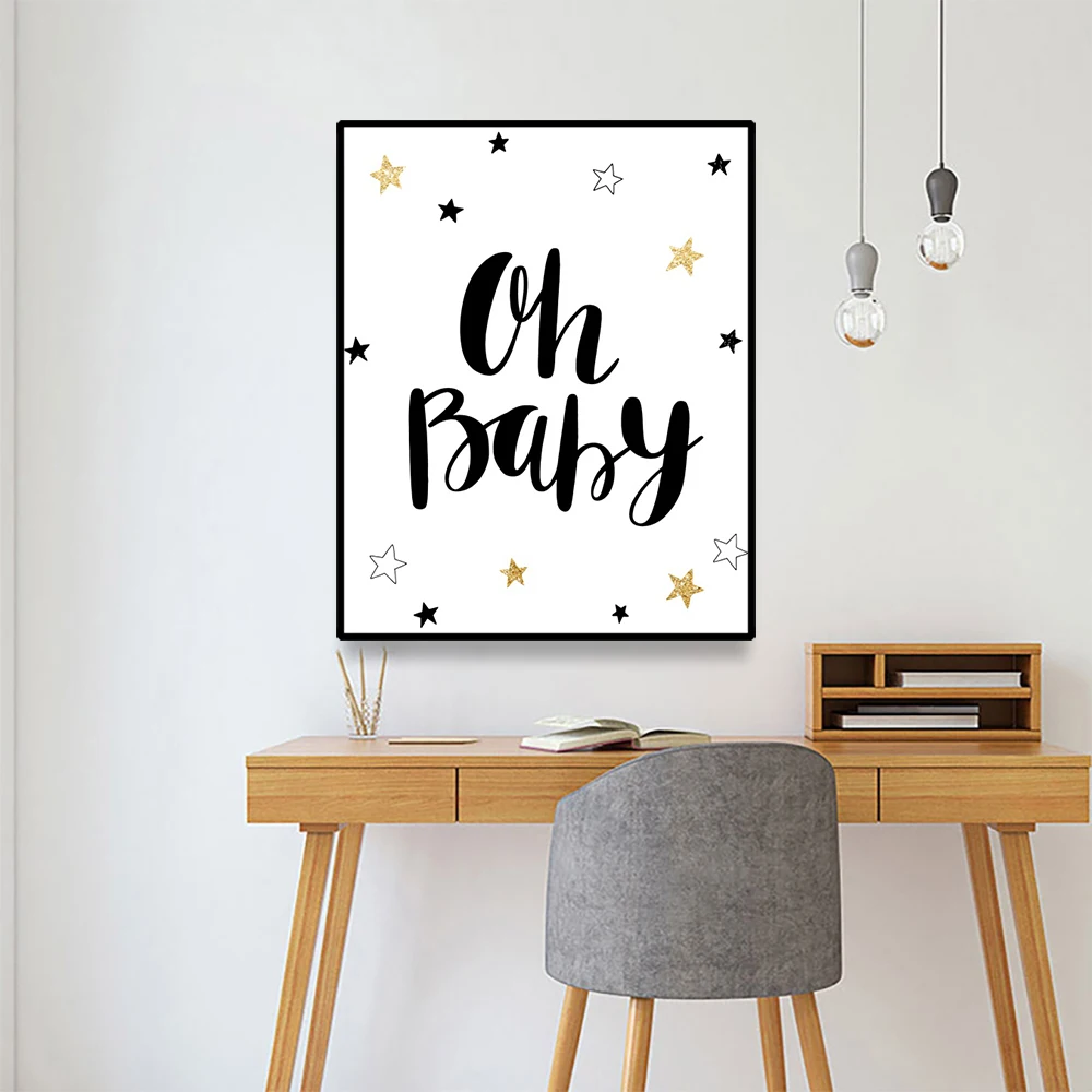 Холст плакат живопись Oh Baby Текст рисунок Творческий декор для стен картина