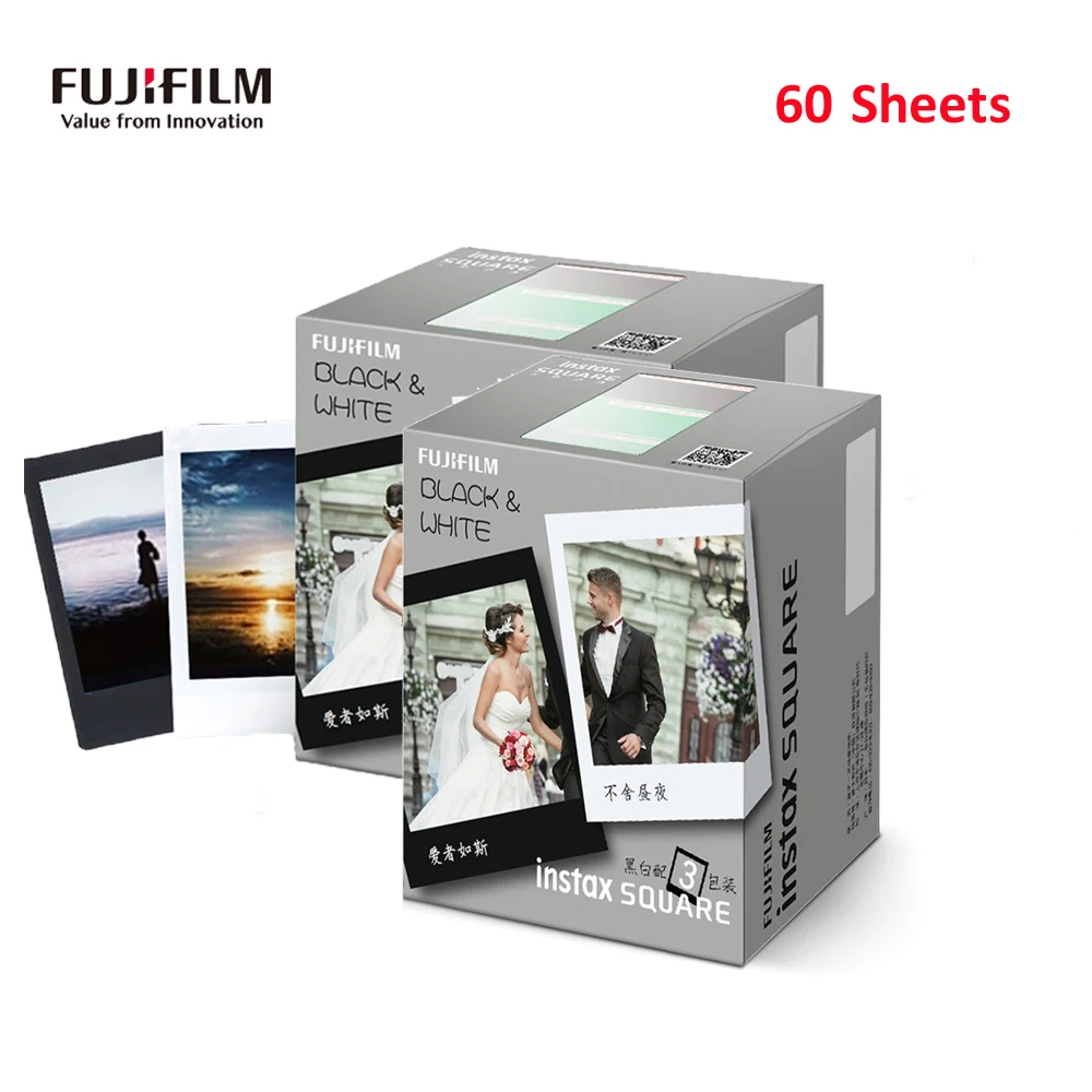 60 Sheets 60-90 листов белая черная пленка моментальной печати Fujifilm Instax квадратная пленка для Fujifilm Instax квадратная SQ20 SQ10 SQ6 SHARE SP-3 SQ - Цвет: 60 Sheets