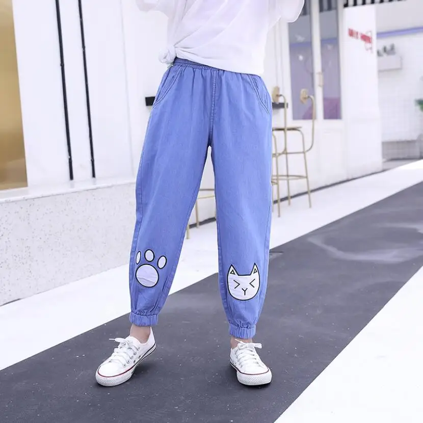 Джинсовый костюм для маленьких девочек тонкие летние джинсовые брюки из чистого