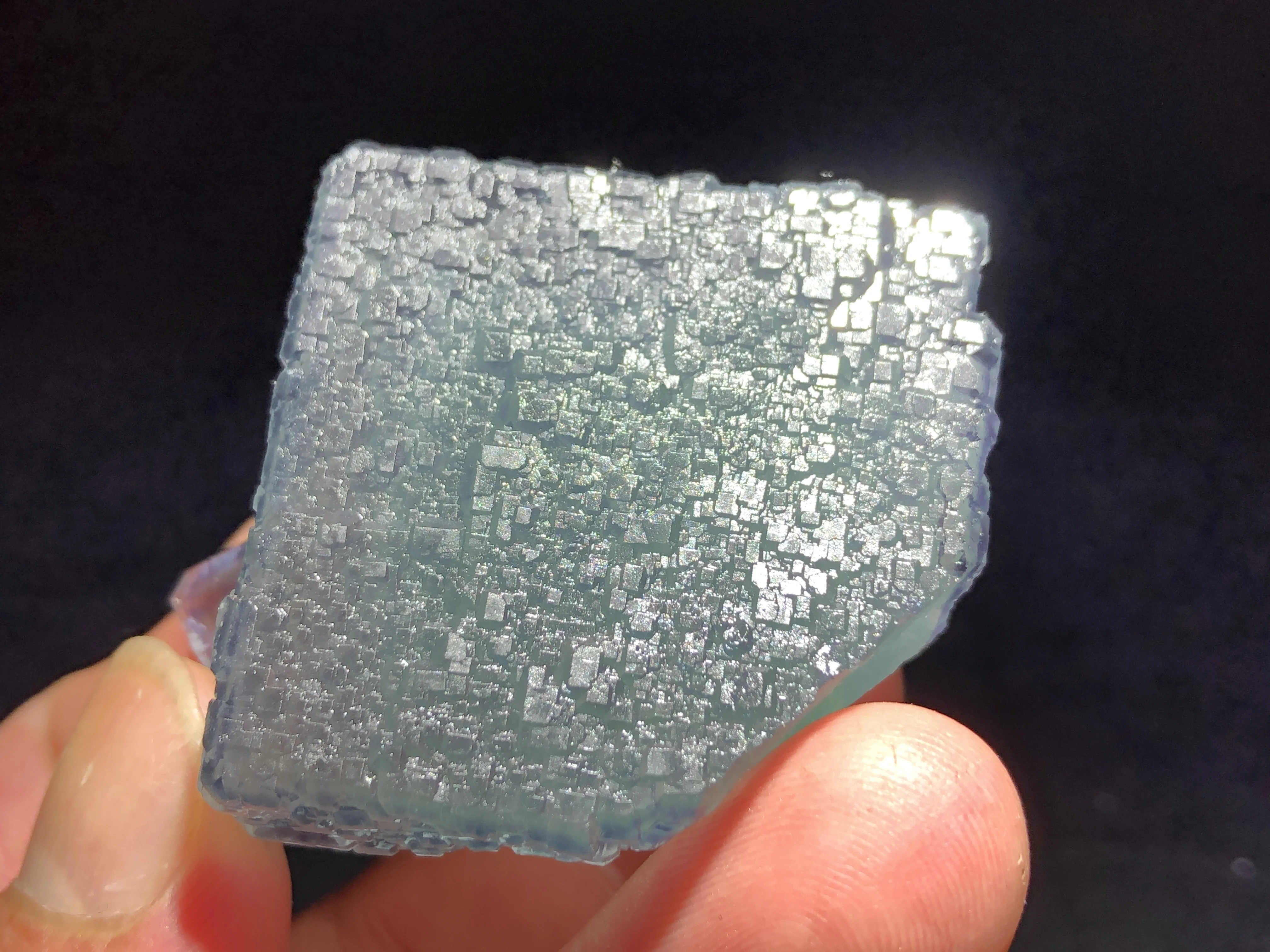 

82.9gNatural rare QR code polyhedron blue green fluorite cavity cluster mineral crystal specimen healing Reiki energy crystal