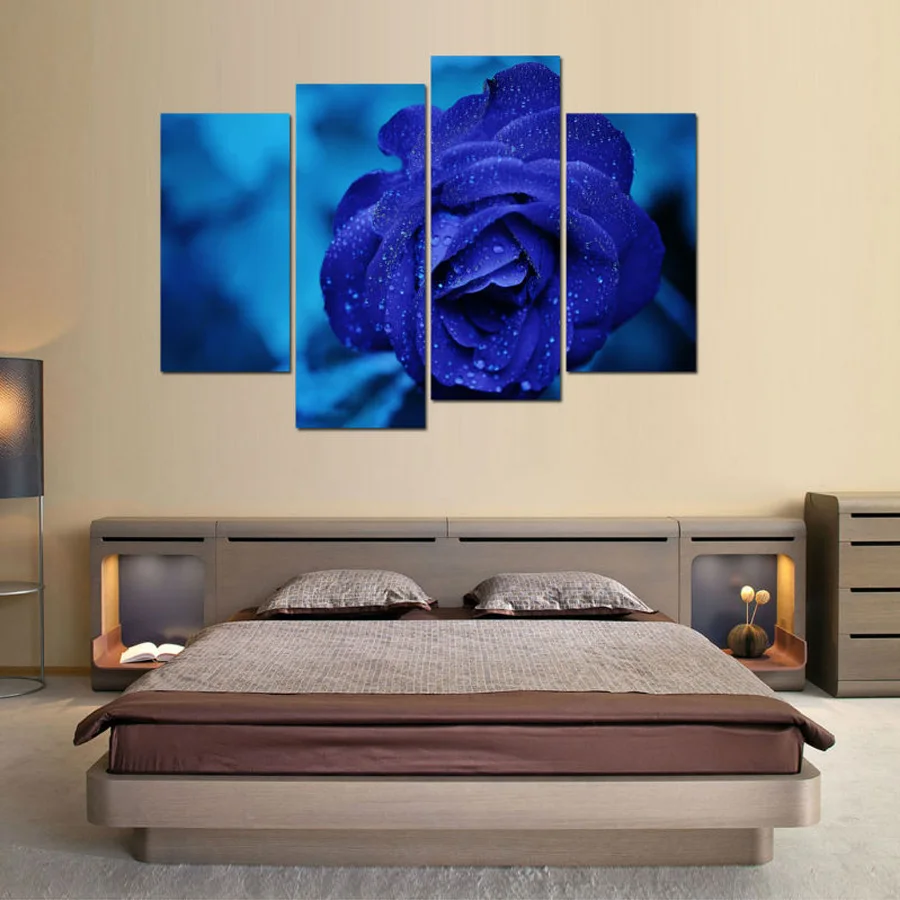 

4 panel blue rose flower full square round drill set diy diamond painting 5d diamond mazayka embroidery living room decor