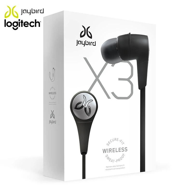Беспроводные спортивные Bluetooth-наушники Logitech Jaybird X3 время воспроизведения 8 часов