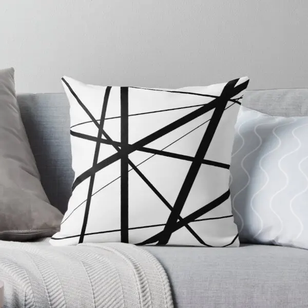 

Black and White Geometric Lines Soft Throw Pillow Cover Print Pillow Case Waist Cushion Cover Pillows NOT Included