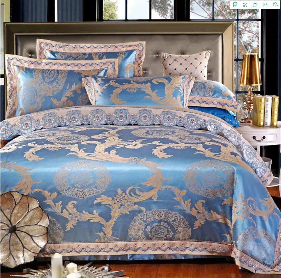 Комплект постельного белья из жаккардового атласа белый королевский комплект 6