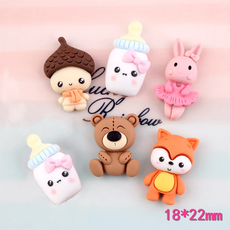 10 шт. мультяшный кролик медведь лиса плоский с задней стороны кабошон