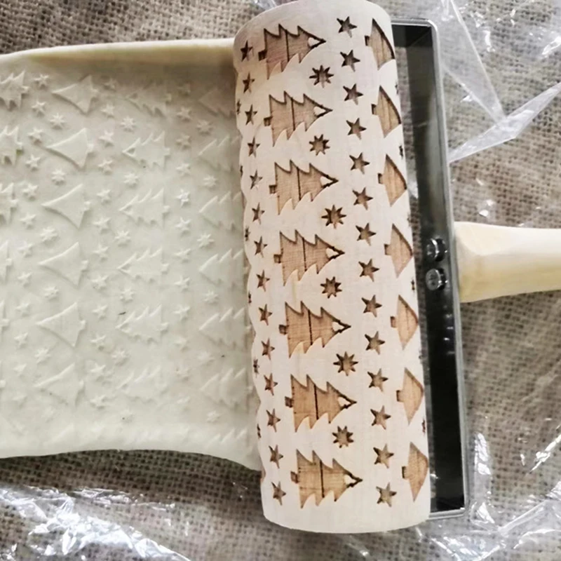 Нажимной стиль Рождество тиснение рулонный штифт печатное Печенье Тесто палка