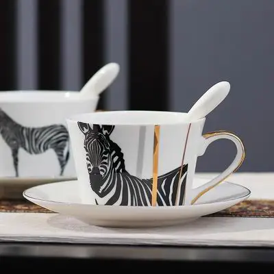 

Top Grade Porcelain coffee cup and saucer bone china coffee set mosaic design outline in gold tea cup and saucer set saucer set