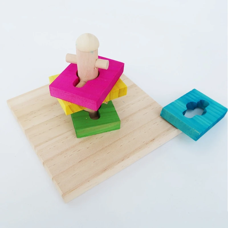 

Bird Educational Parrot Trick Training Puzzle Toys Stacking Color Block Toys